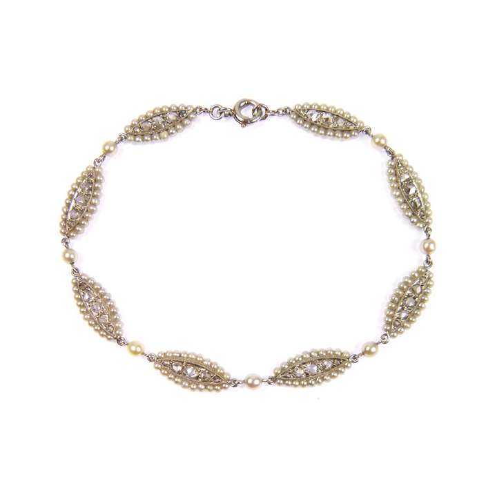 Seed pearl and diamond bracelet